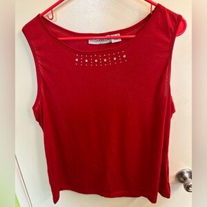 Red Tank Blouse with Crystals